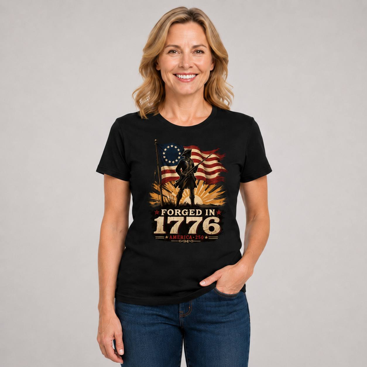 Forged in 1776 — America 250 Tee in Women's black view 3, additional product view
